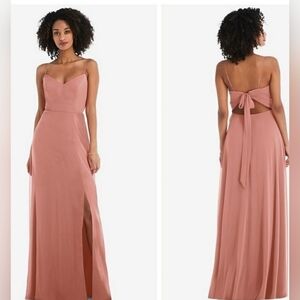 NWT After Six Tie-back Cutout Maxi Dress with Front Slit in Desert Rose Size 8